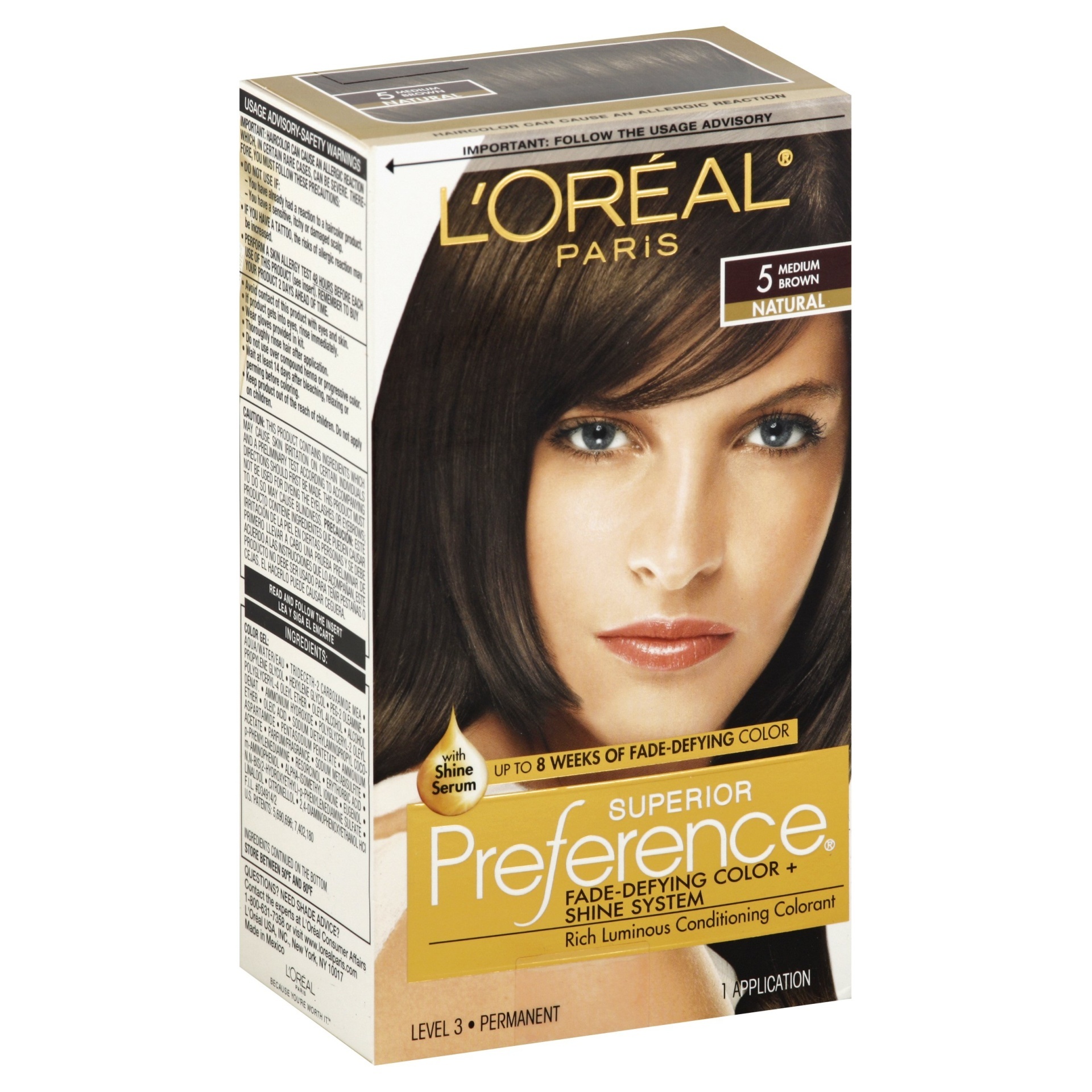 slide 1 of 1, L'Oréal Superior Preference Fade-Defying Color and Shine - 5 Medium Brown, 1 ct