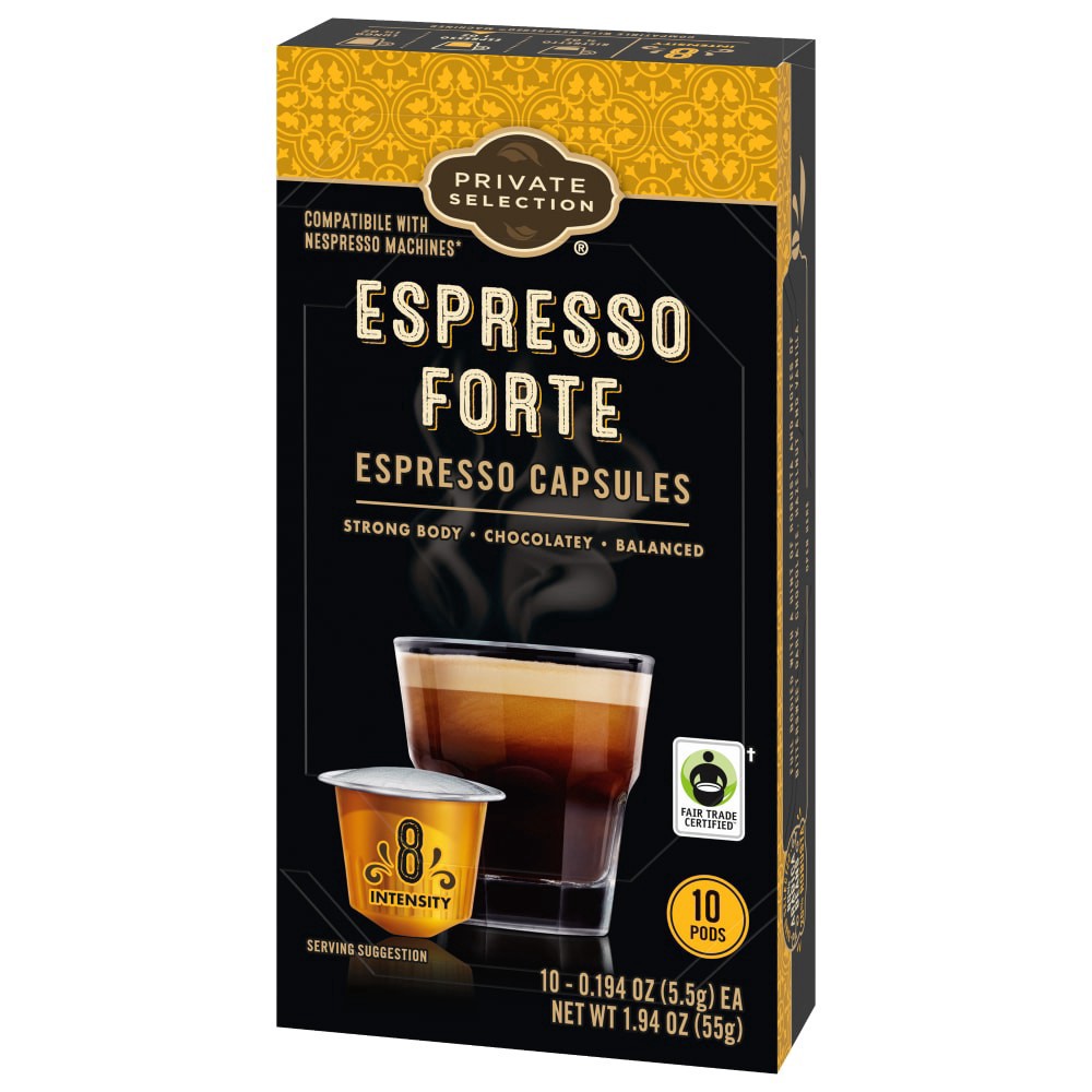 slide 4 of 6, Private Selection Coffee Pods For Nespresso Original Machines Espresso Forte Dark Roast, 10 ct