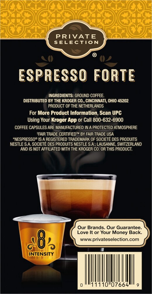 slide 2 of 6, Private Selection Coffee Pods For Nespresso Original Machines Espresso Forte Dark Roast, 10 ct