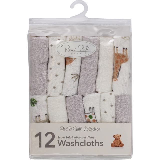 slide 1 of 1, RENE ROFE Rr Washcloths 12Pk Pink, 1 ct