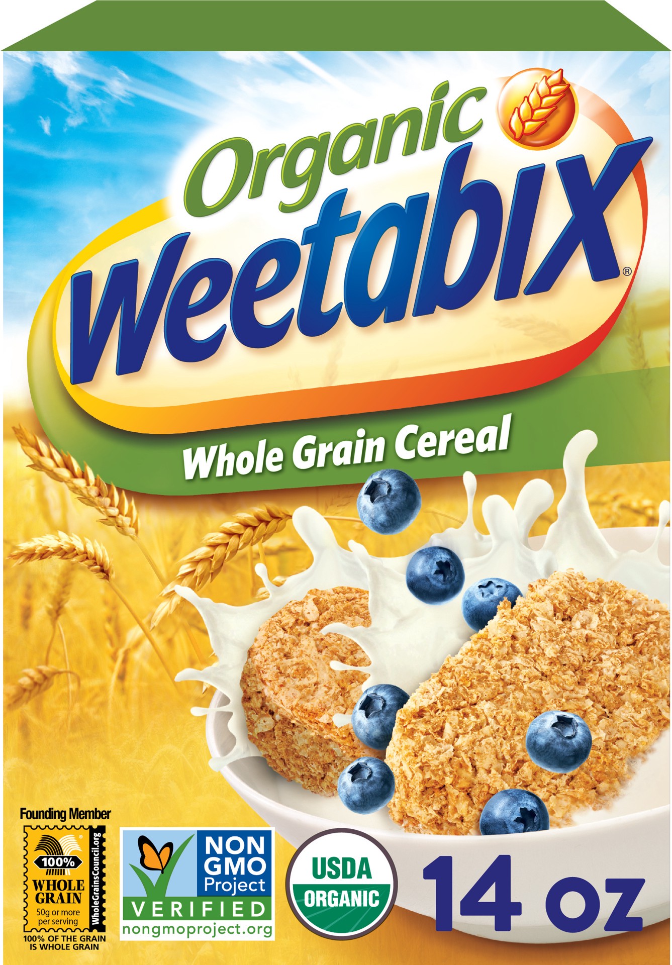 slide 1 of 2, Weetabix Organic Whole Grain Cereal Biscuits, USDA Certified Organic, Non-GMO Project Verified, Heart Healthy, Kosher, Vegan, 14 Oz Box, 14 oz