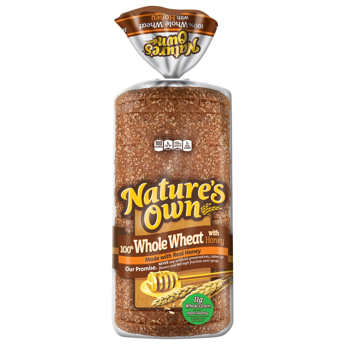 slide 1 of 8, Nature's Own 100% Whole Wheat Bread with Honey, Sliced Whole Wheat Sandwich Bread, 16 oz Loaf, 16 oz