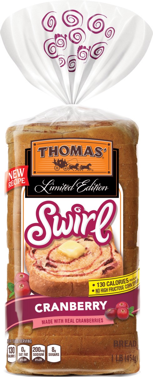 slide 7 of 7, Thomas' Limited Edition Cranberry Swirl Bread, 16 oz, 1 ct