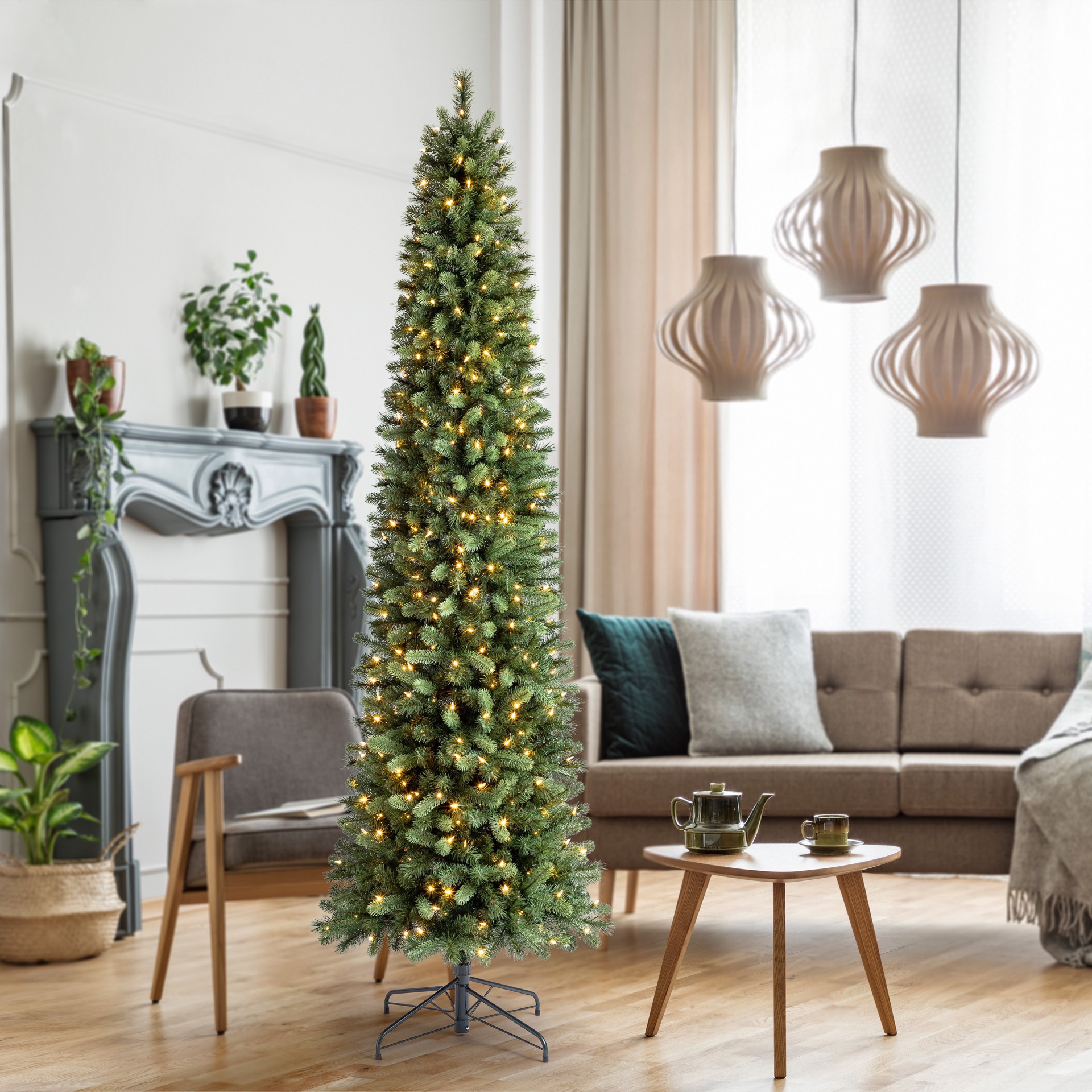 slide 7 of 8, 9ft. Pre-Lit Rothwell Slim Artificial Christmas Tree, Warm White Led Lights By Ashland, 9 ft