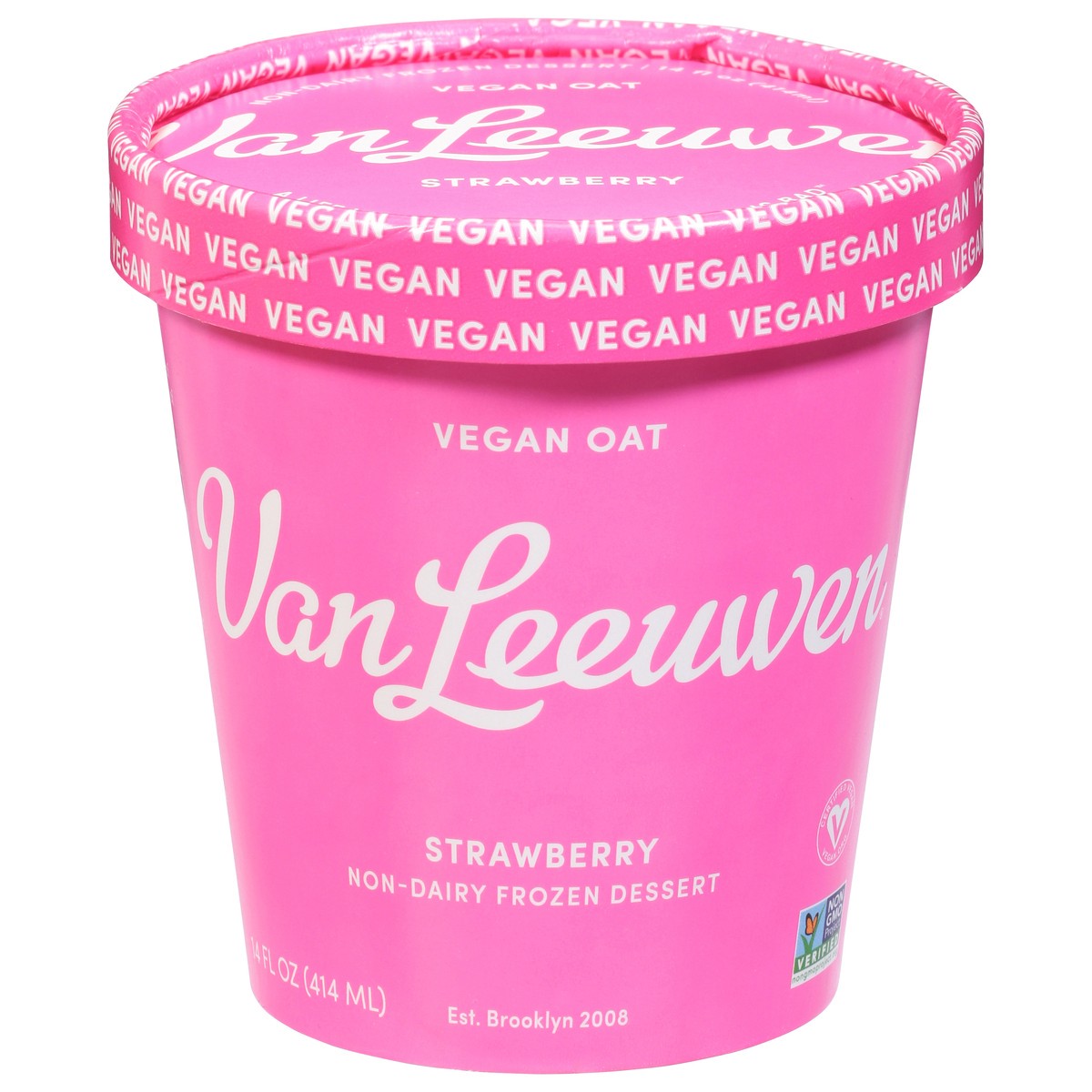 slide 1 of 13, Van Leeuwen Non-Dairy Strawberry Frozen Dessert 14 fl oz, 14 fl oz