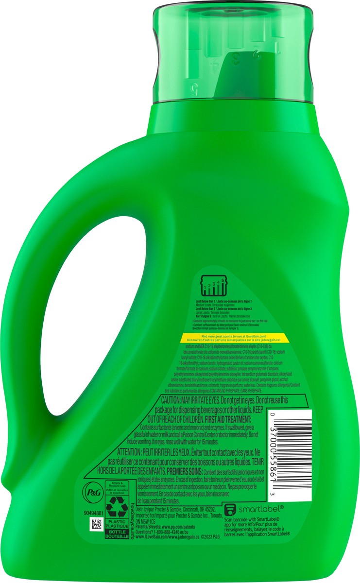slide 4 of 7, Gain Liquid Laundry Detergent, Original Scent, 46 fl oz, 32 loads, Freshness + Odor Fighting, Laundry Detergent Liquid Soap, HE compatible, 1.43 qt
