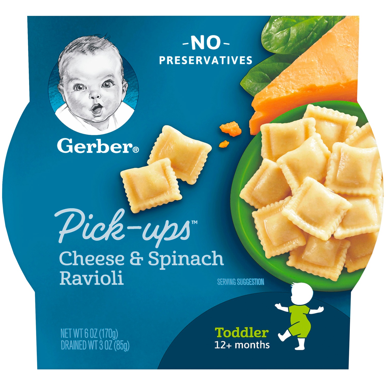 slide 3 of 9, Gerber Pickups Cheese Spinach Ravioli Toddler Meal, 6 oz