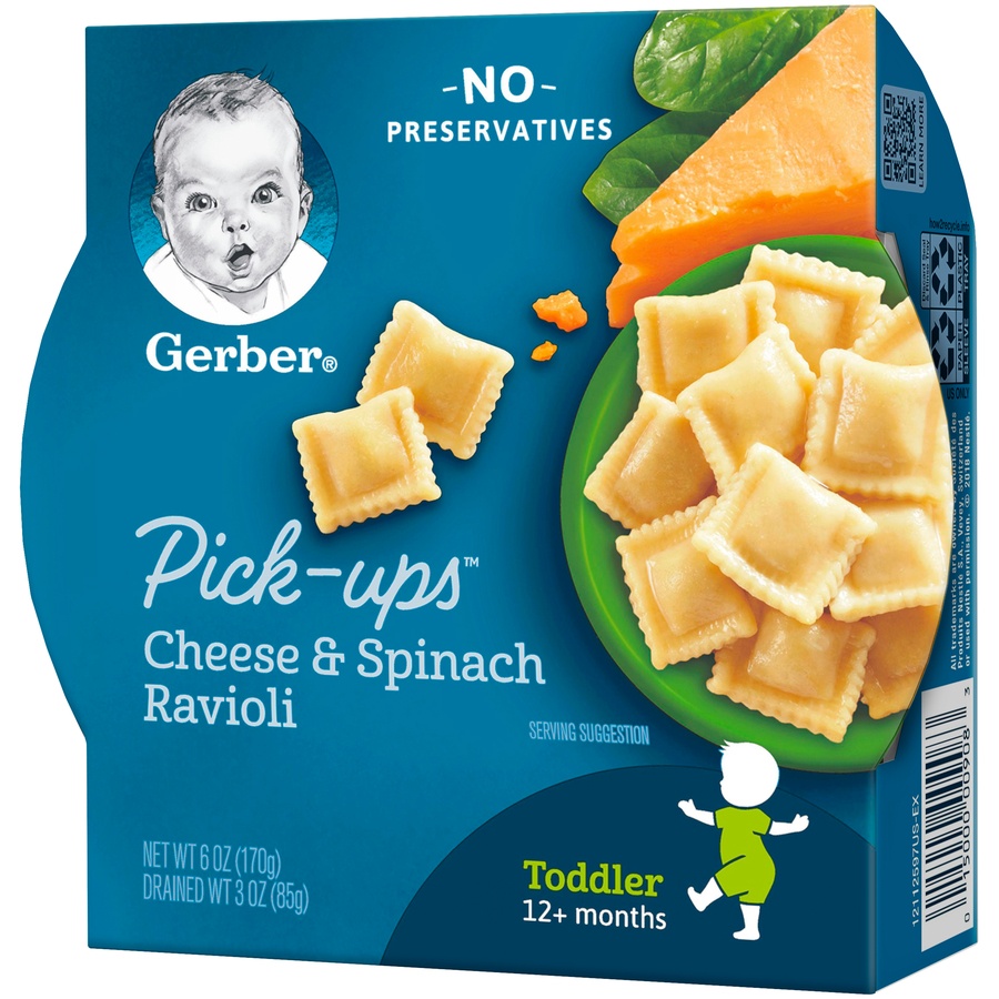 slide 5 of 9, Gerber Pickups Cheese Spinach Ravioli Toddler Meal, 6 oz