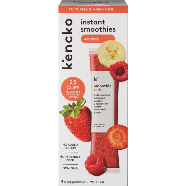 slide 1 of 1, Kencko Reds Instant Fruit & Veggie Smoothies, Powdered Drink Mix, 4.9 Oz, 4 ct
