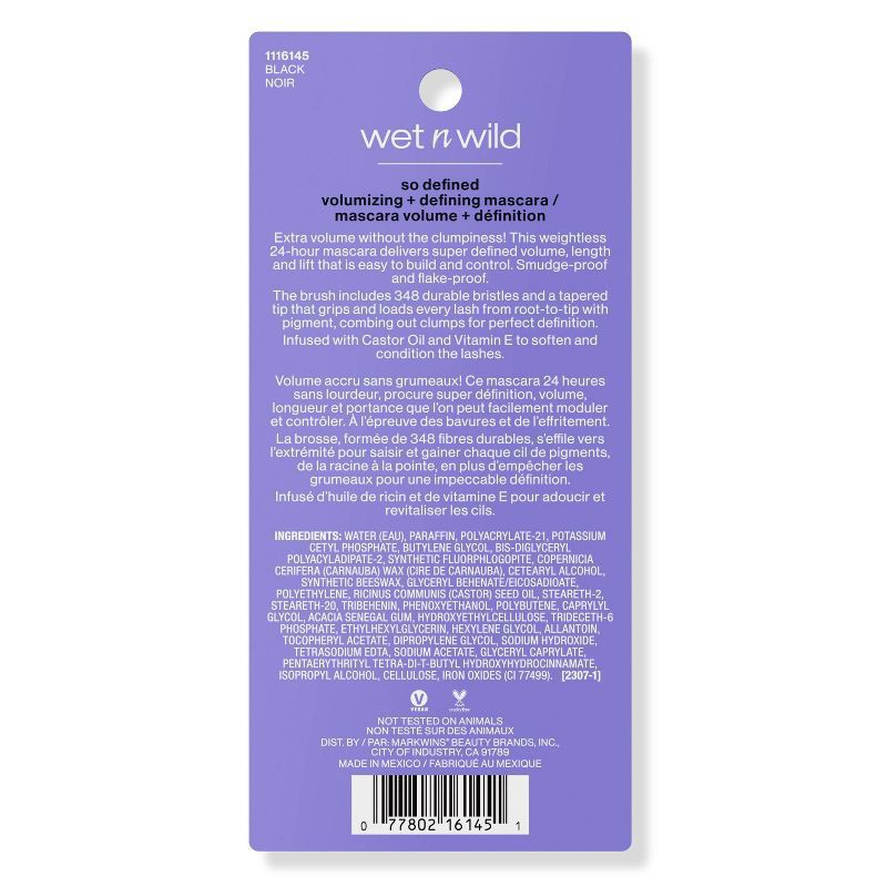 slide 3 of 4, wet n wild So Defined Black 1116145 Mascara 0.33 fl oz, 0.33 fl oz