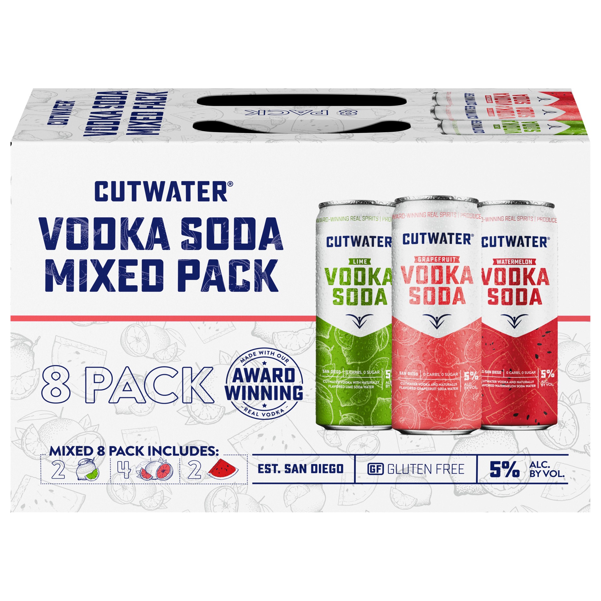 slide 2 of 3, Cutwater Spirits Classic Vodka Soda Mixed 8 Pack 12 fl. oz. Cans, 5% ABV, 8 ct; 12 oz