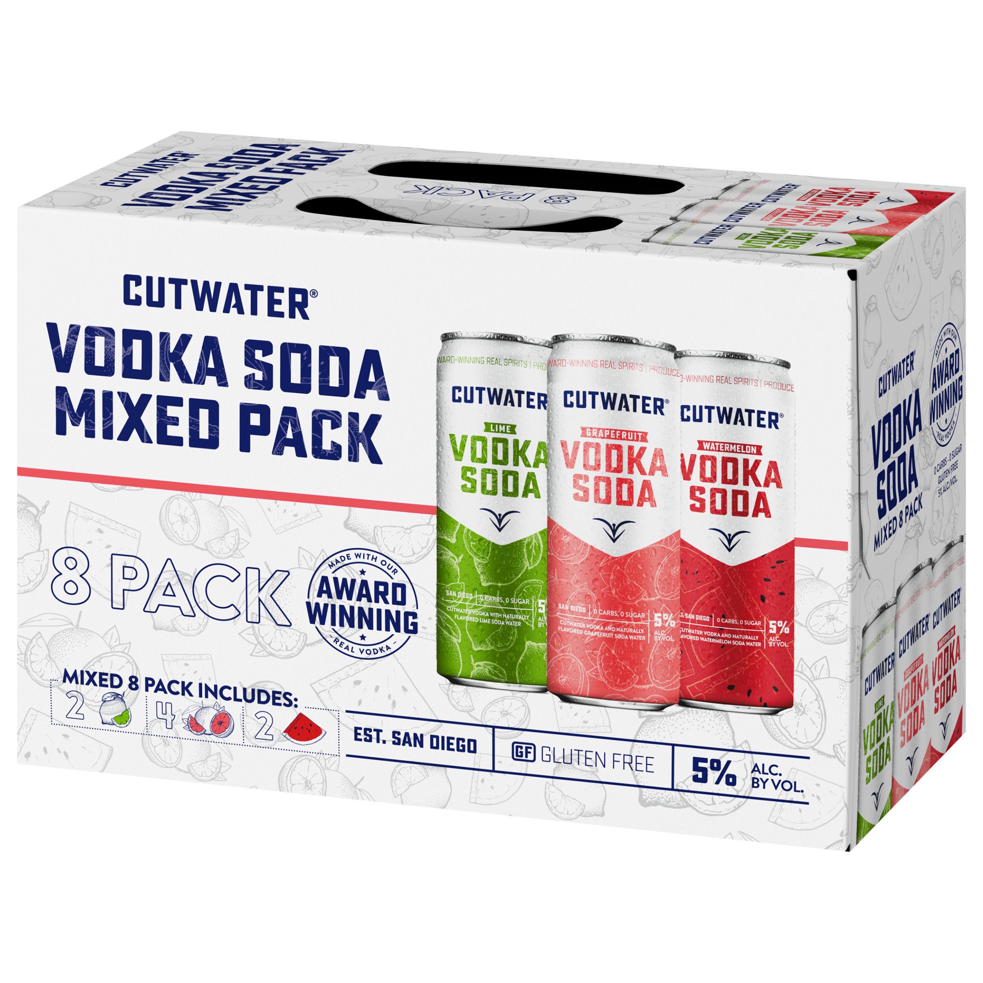 slide 3 of 3, Cutwater Spirits Classic Vodka Soda Mixed 8 Pack 12 fl. oz. Cans, 5% ABV, 8 ct; 12 oz