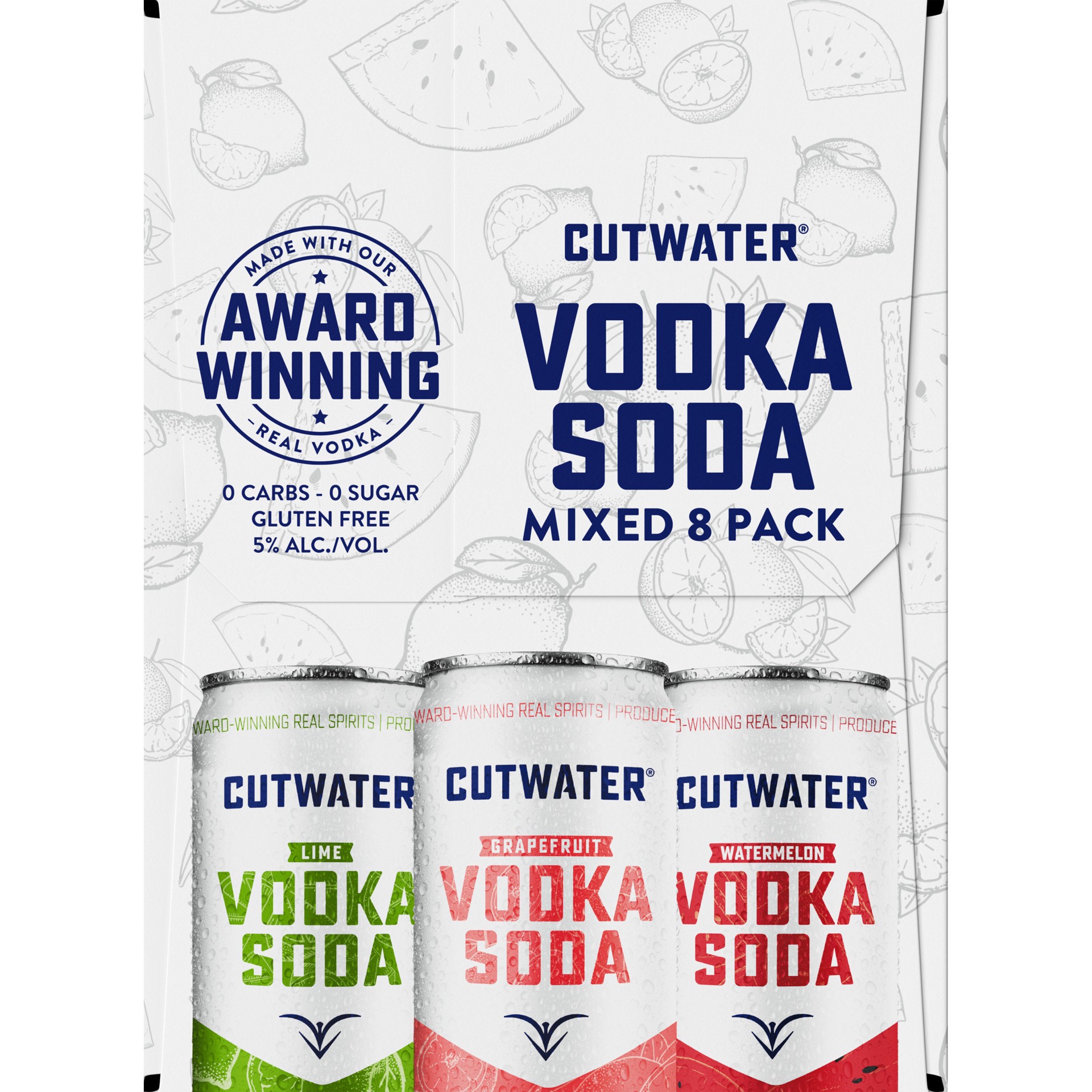 slide 1 of 3, Cutwater Spirits Classic Vodka Soda Mixed 8 Pack 12 fl. oz. Cans, 5% ABV, 8 ct; 12 oz