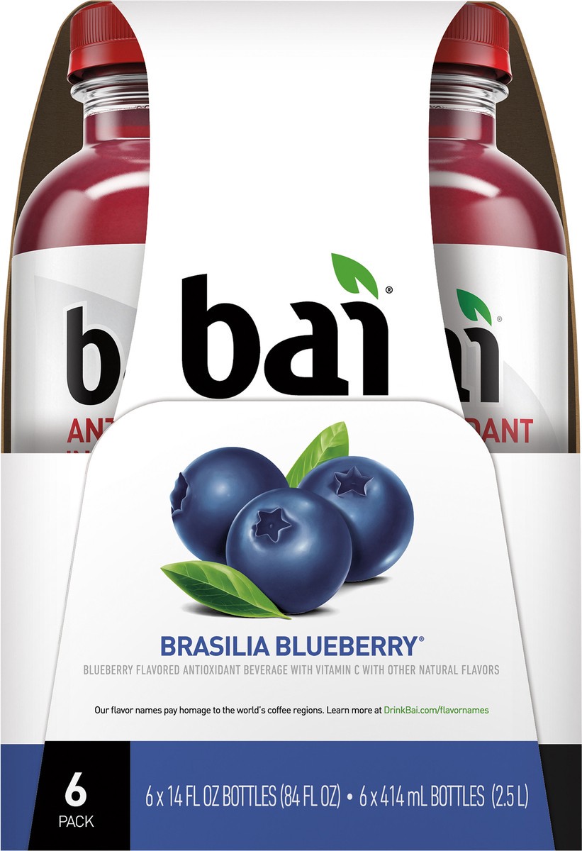 slide 6 of 7, Bai Flavored Water, Brasilia Blueberry, Antioxidant Infused Drinks Bottle, 6 ct