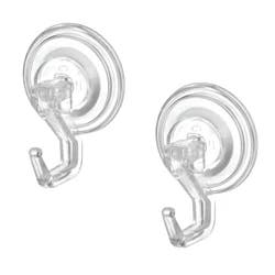 InterDesign Power Lock Bathroom Shower Plastic Suction Cup Hooks - Set of 2 - Clear