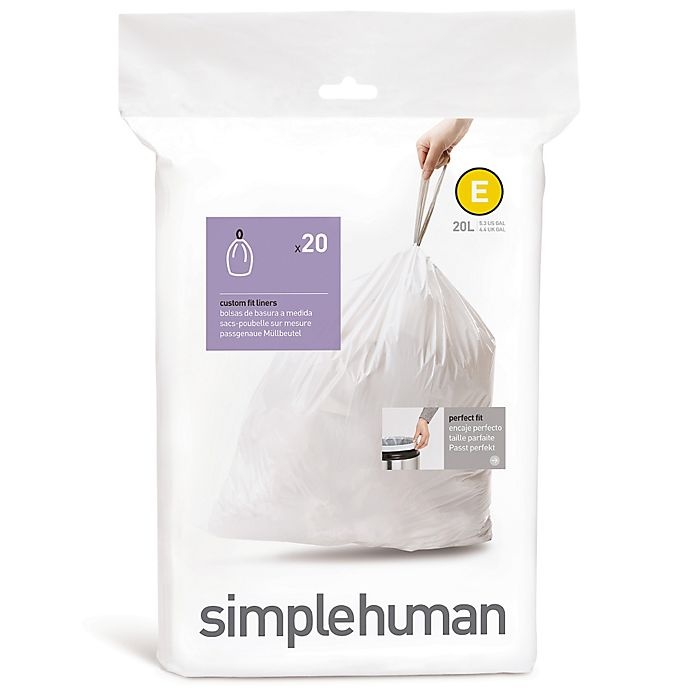 slide 1 of 1, simplehuman Code E 20-Liter Custom Fit Liners, 20 ct; 20 liter