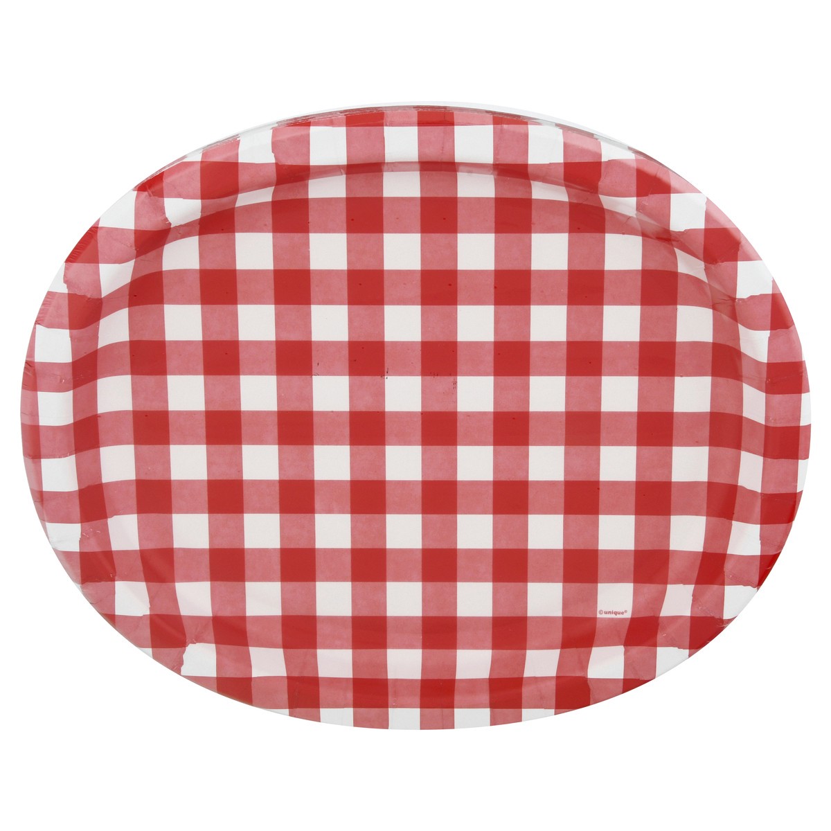 slide 2 of 10, Unique Red Gingham Paper Plate 8 ea, 8 ct
