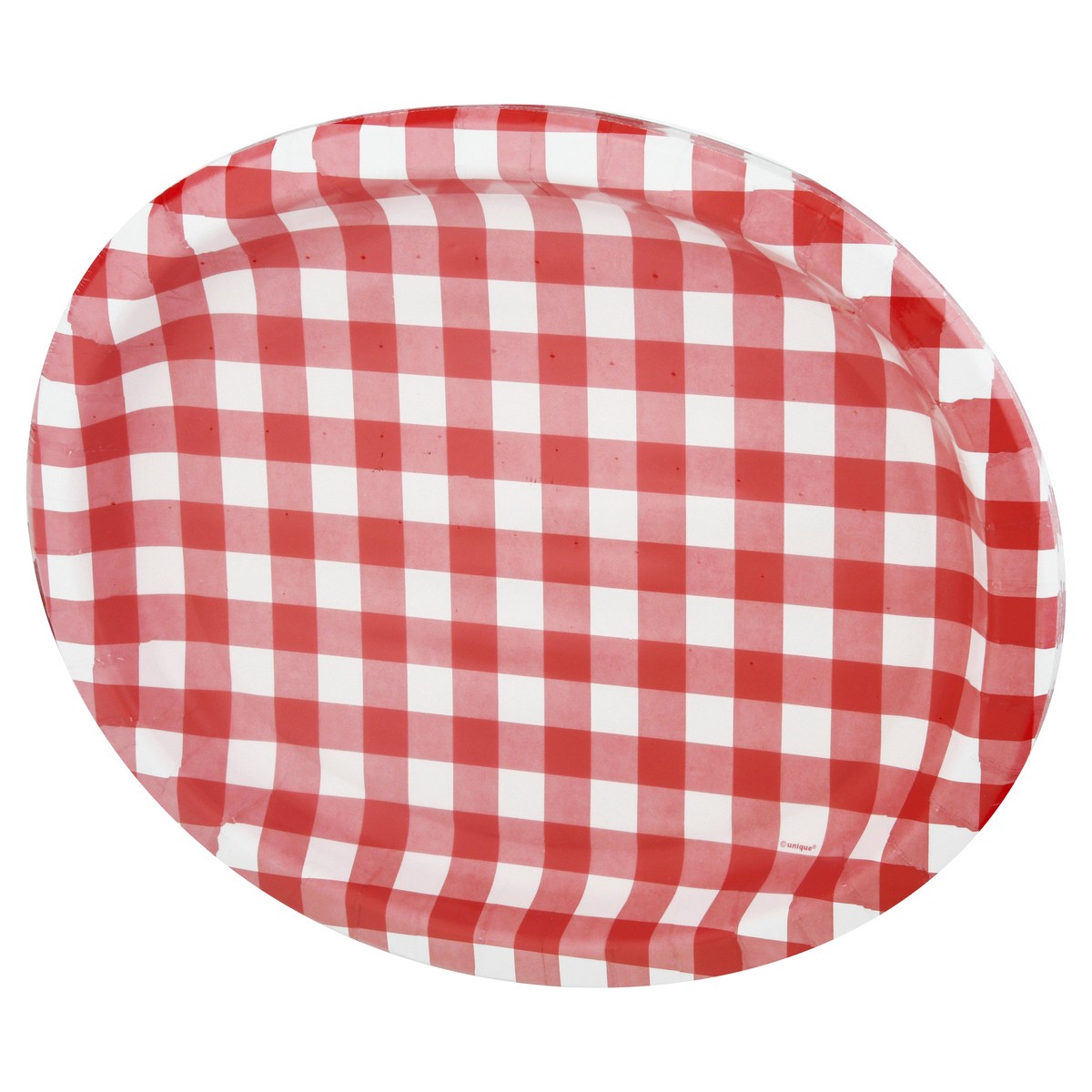 slide 9 of 10, Unique Red Gingham Paper Plate 8 ea, 8 ct
