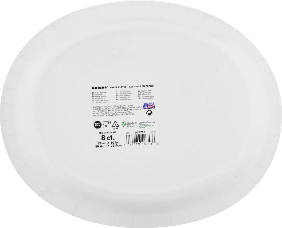 slide 4 of 10, Unique Red Gingham Paper Plate 8 ea, 8 ct