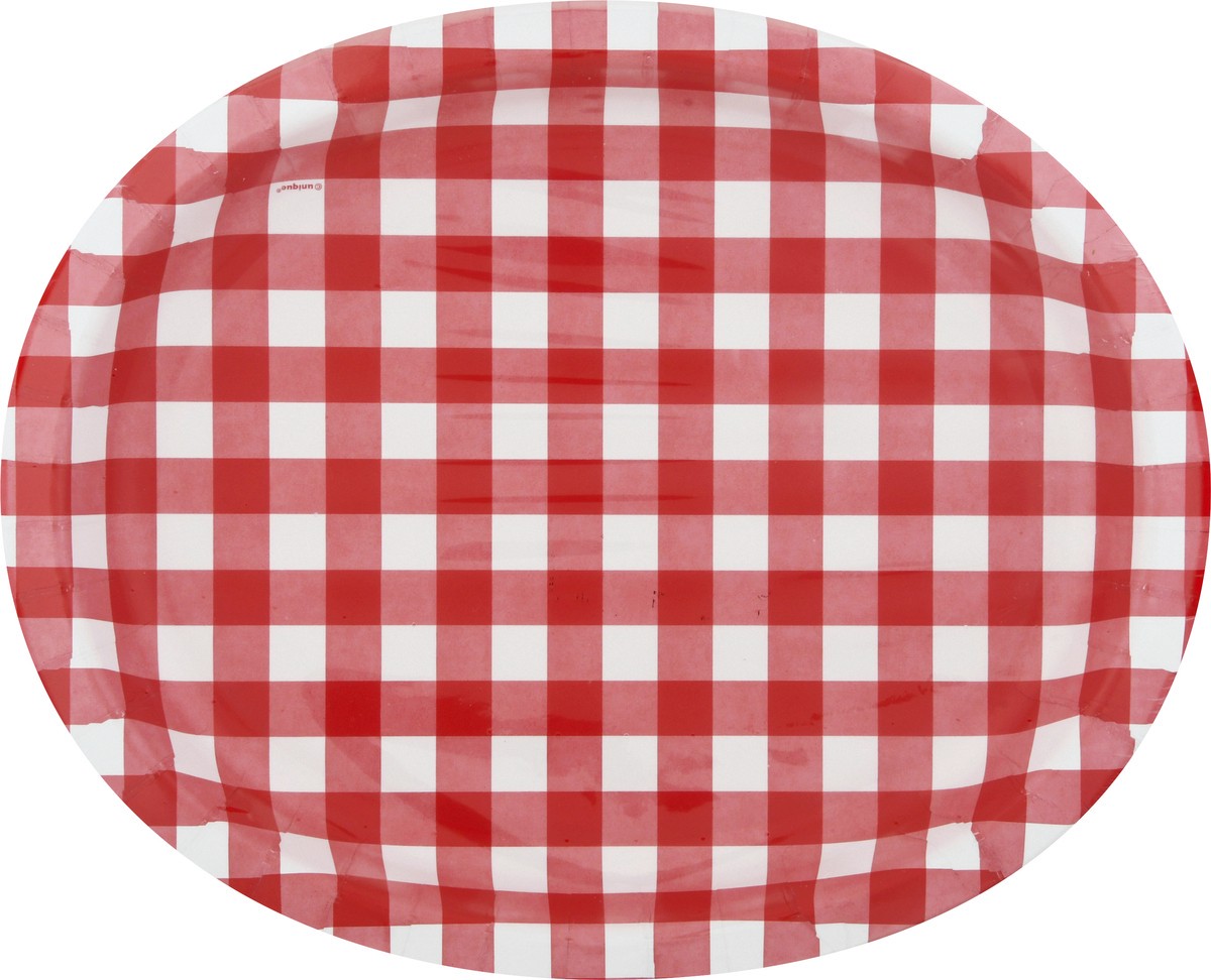slide 5 of 10, Unique Red Gingham Paper Plate 8 ea, 8 ct