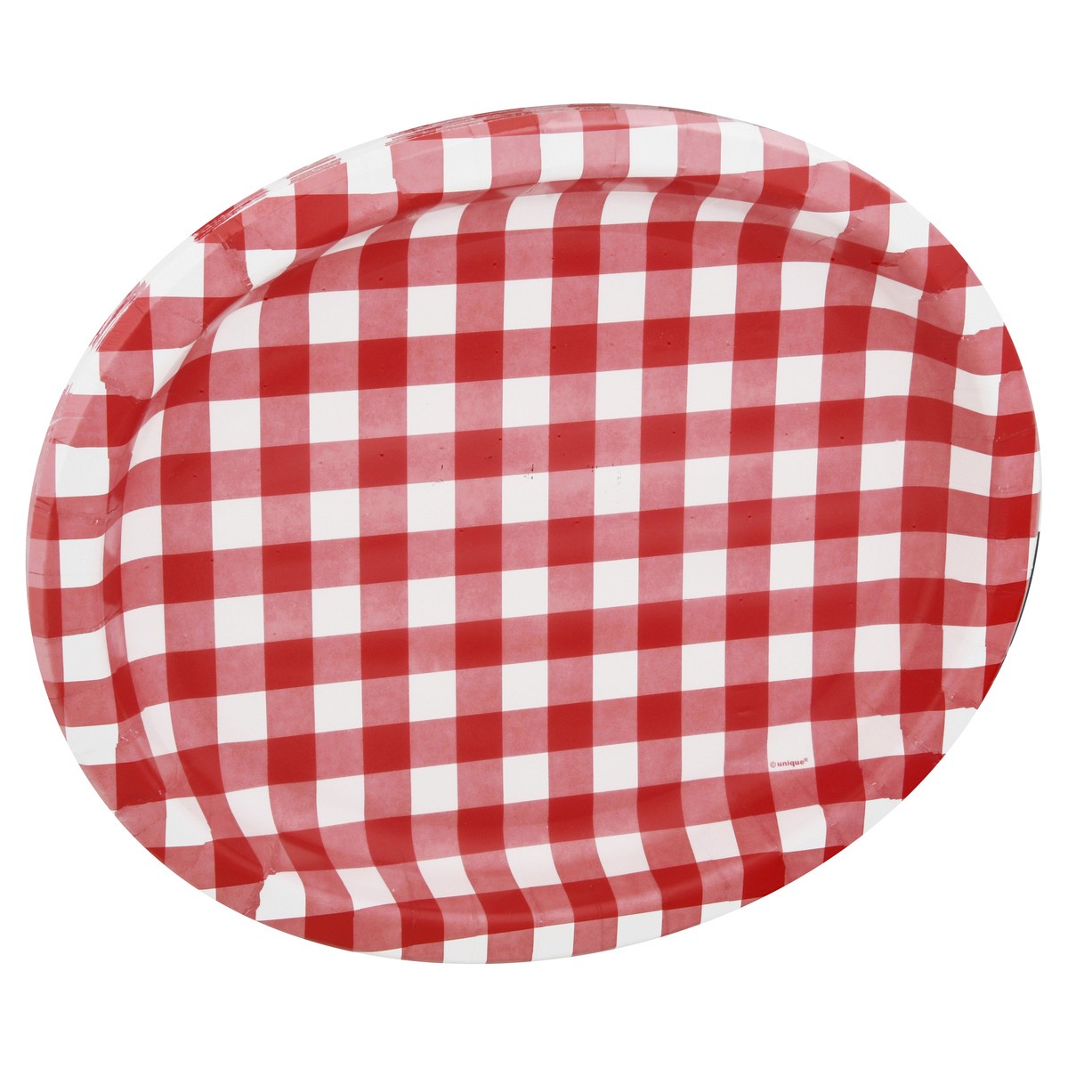 slide 6 of 10, Unique Red Gingham Paper Plate 8 ea, 8 ct