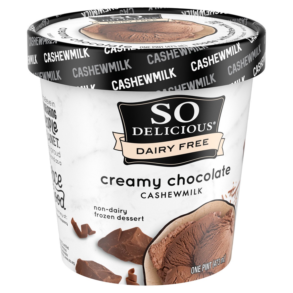 slide 9 of 11, So Delicious Dairy Free Cashew Milk Frozen Dessert, Creamy Chocolate, Vegan, Non-GMO Project Verified, 1 Pint, 16 fl oz