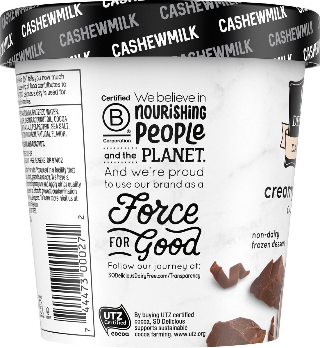 slide 7 of 11, So Delicious Dairy Free Cashew Milk Frozen Dessert, Creamy Chocolate, Vegan, Non-GMO Project Verified, 1 Pint, 16 fl oz