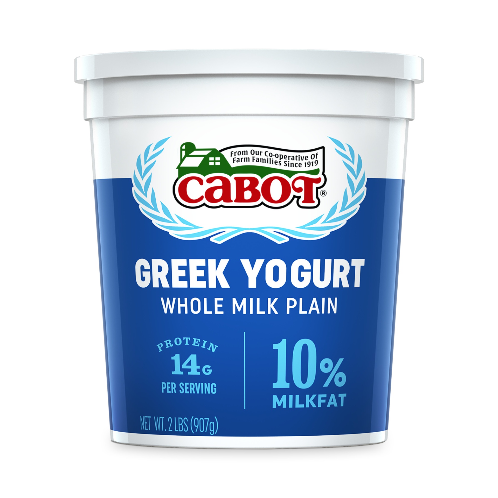slide 1 of 1, Cabot Whole Milk Plain Greek Yogurt, 2 lb