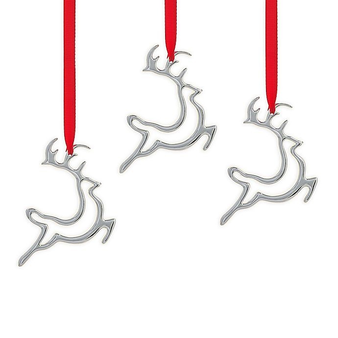 slide 1 of 1, Nambé Mini Reindeer Ornaments - Silver, 3 ct