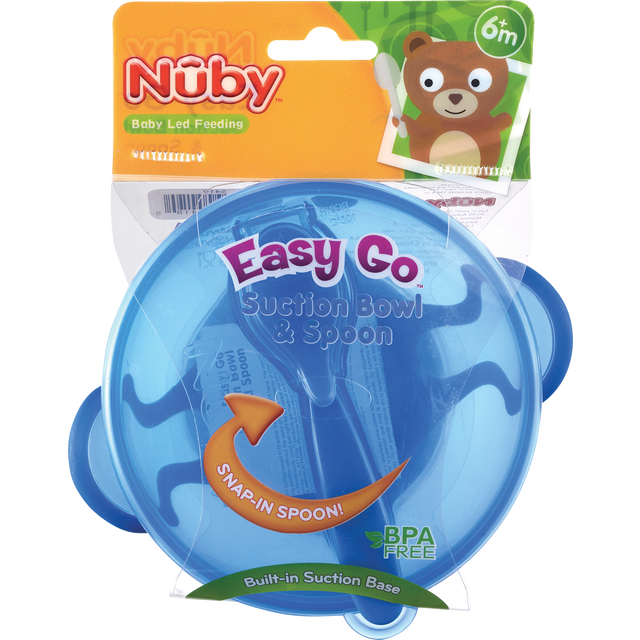 slide 1 of 1, Nuby Easy Go Suction Bowl & Spoon, 1 ct