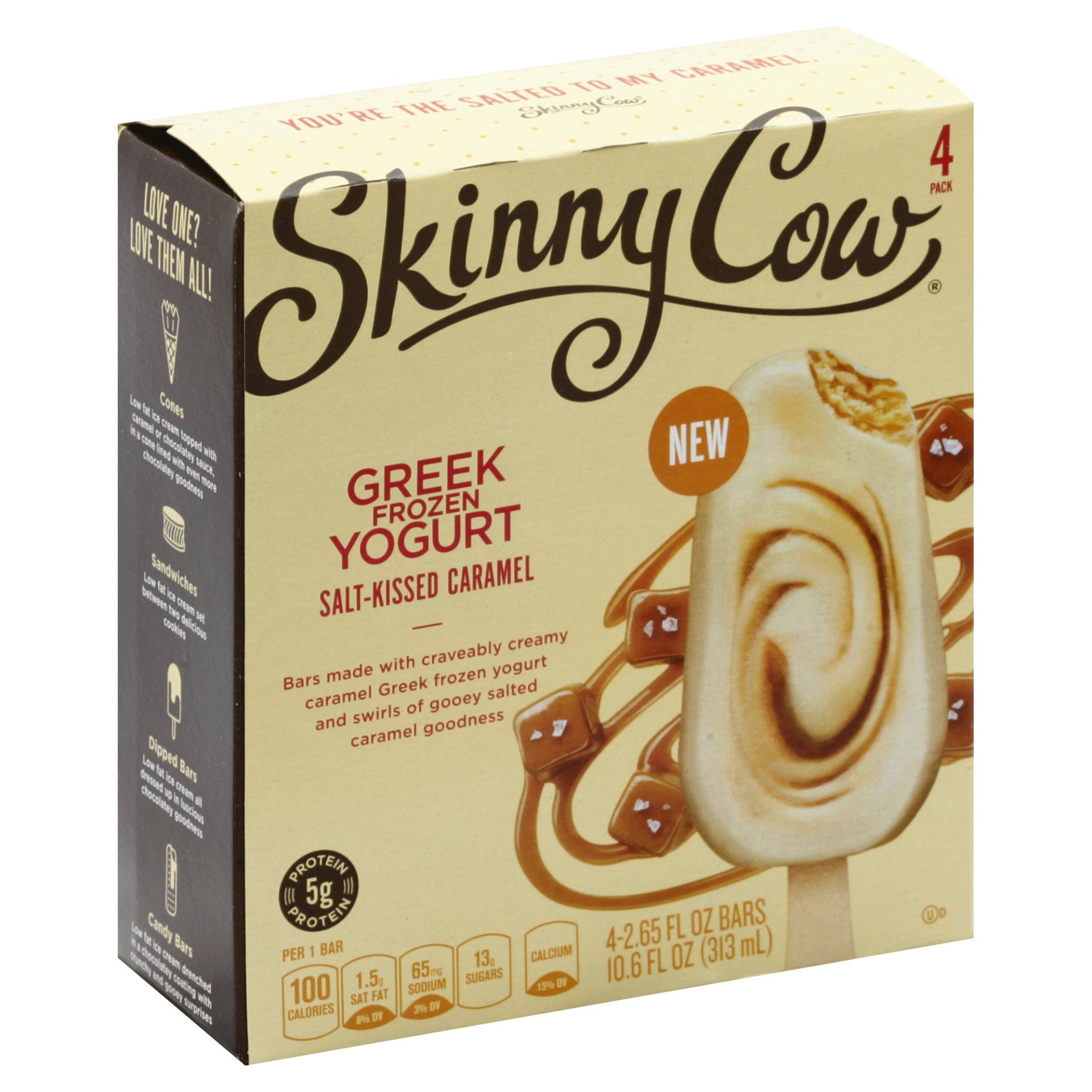 slide 1 of 4, Skinny Cow Salt-Kissed Caramel Greek Yogurt Bars, 4 ct; 2.65 fl oz