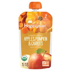 Happy Baby Organics Clearly Crafted Stage 2 Apples, Pumpkin & Carrots Pouch 4oz UNIT