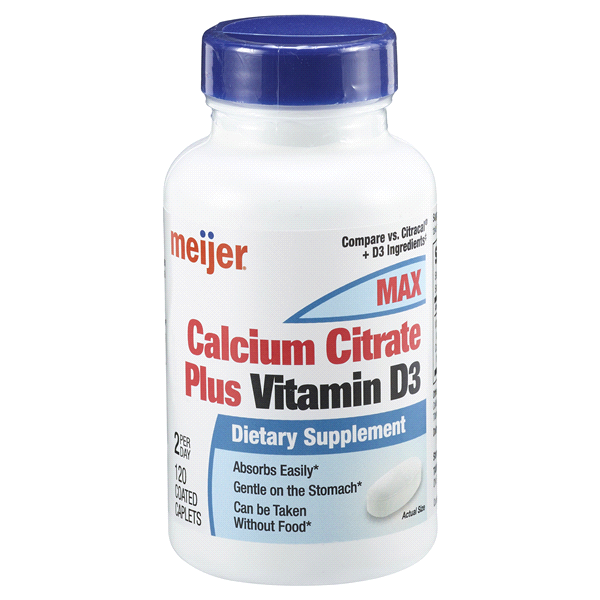 slide 1 of 1, Meijer Calcium Citrate + Vitamin D, 120 ct