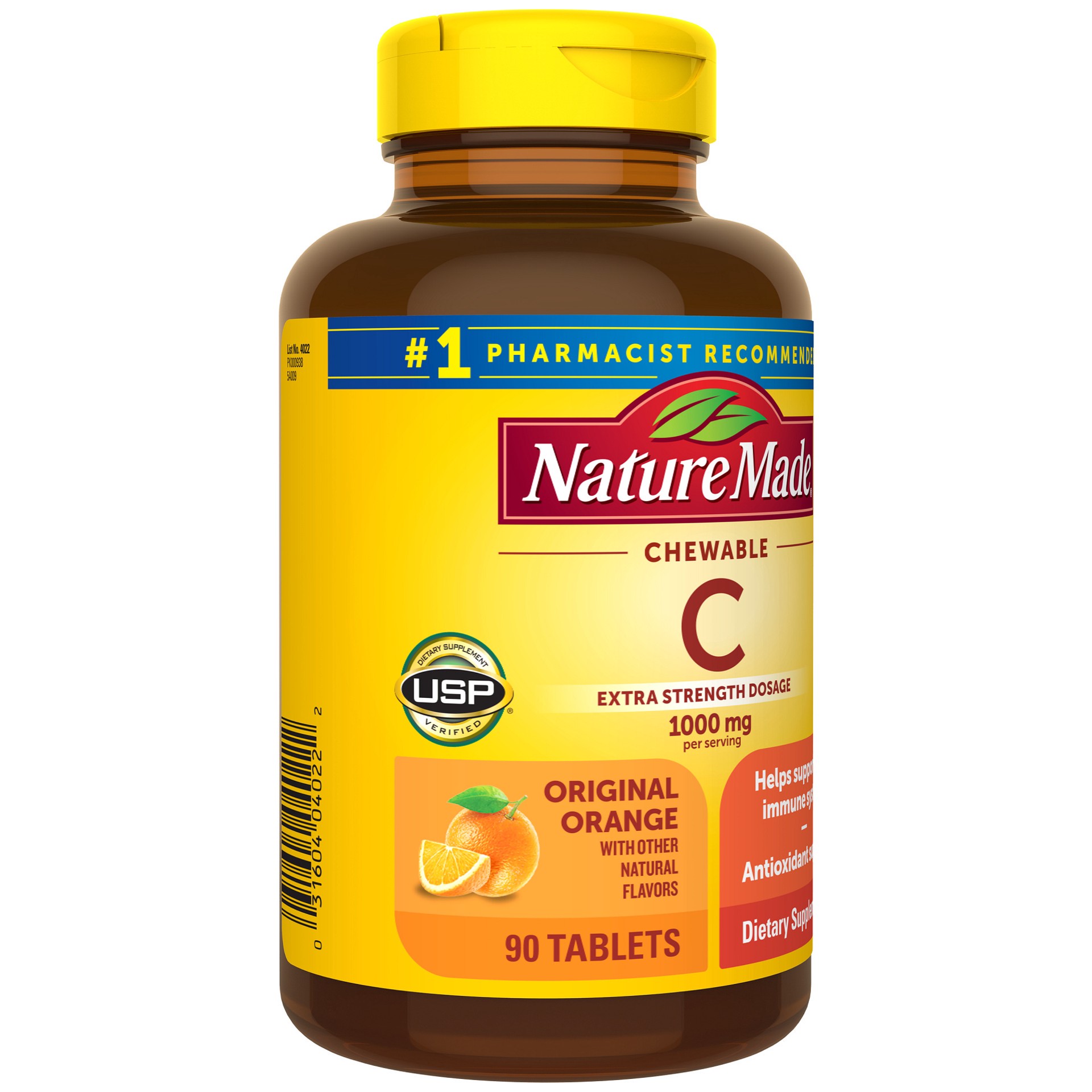 slide 6 of 8, Nature Made Extra Strength Dosage Chewable Vitamin C 1000 mg per serving Tablets, 90 Count, 90 ct