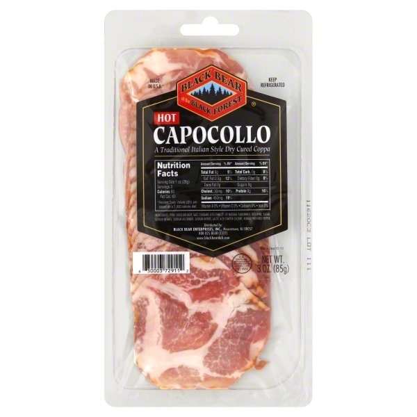 slide 1 of 1, Black Bear Hot Capocollo, 3 oz