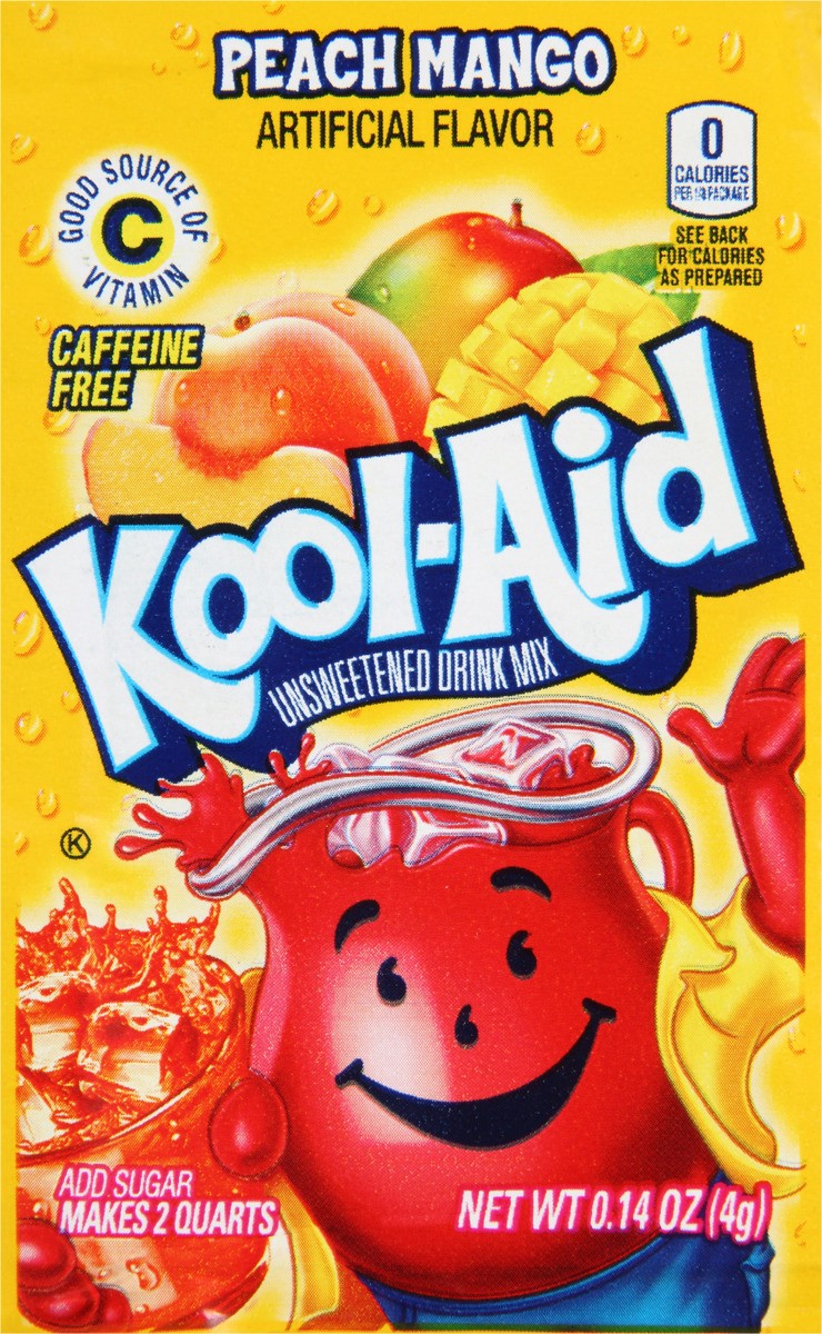 slide 2 of 4, Kool-Aid Unsweetened Peach Mango Artificially Flavored Powdered Soft Drink Mix, 0.14 oz Packet, 0.14 oz