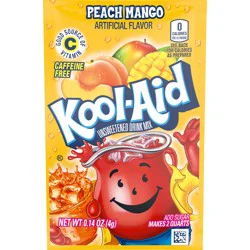 Kool-Aid Unsweetened Peach Mango Artificially Flavored Powdered Soft Drink Mix, 0.14 oz Packet