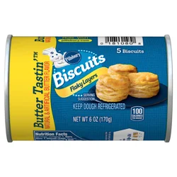 Pillsbury Flaky Layers Butter Tastin' Canned Biscuits, 5 Ct, 6 oz