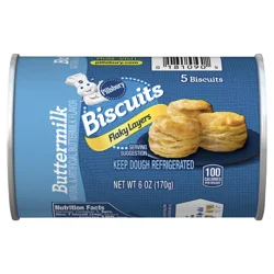 Pillsbury Flaky Layers Refrigerated Buttermilk Biscuits, 5 Ct, 6 oz