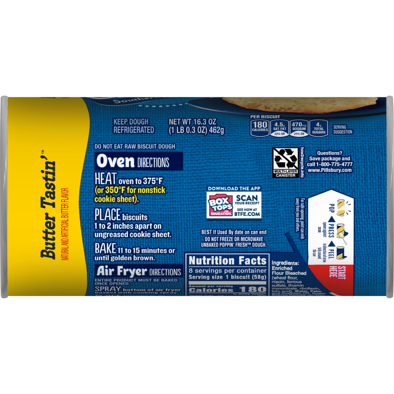 slide 4 of 8, Grands! Southern Homestyle Butter Tastin' Biscuits, 8 Ct, 16.3 oz, 8 ct