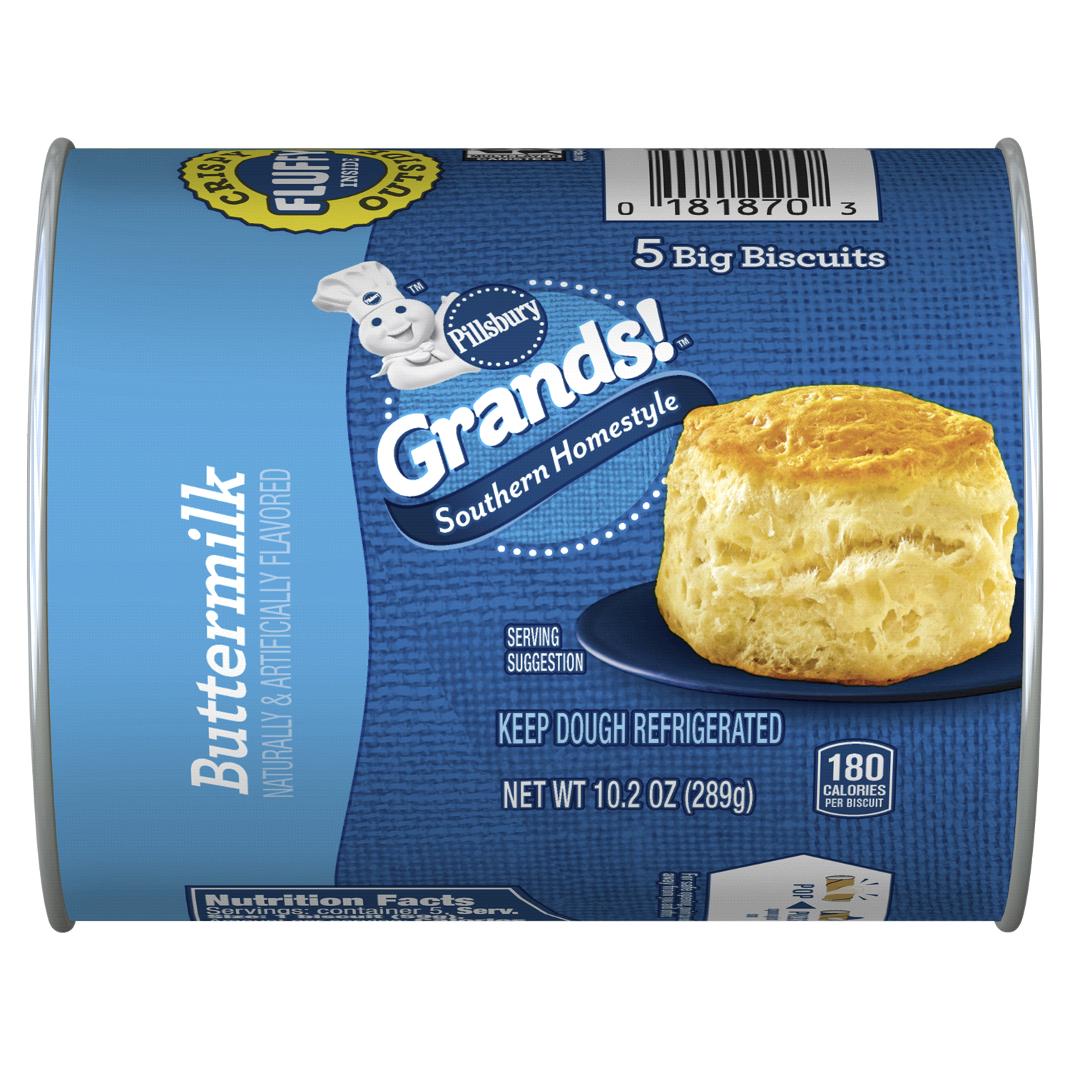 slide 1 of 2, Pillsbury Grands! Southern Homestyle Buttermilk Biscuits, 5 Big ct, 10.2 oz Can, 5 ct