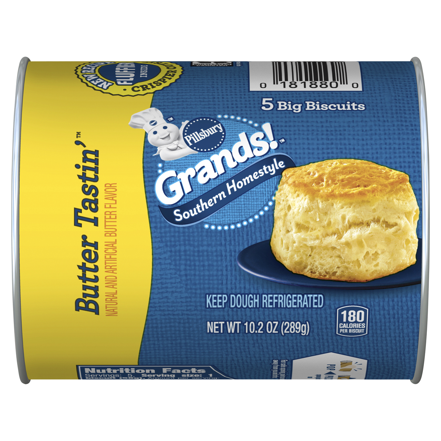 slide 1 of 2, Grands! Southern Homestyle Butter Tastin' Biscuits, 5 Ct, 10.2 oz, 5 ct