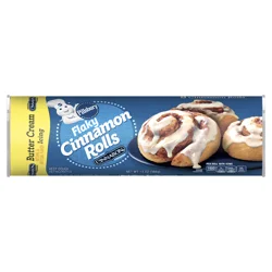 Pillsbury Flaky Cinnamon Rolls with Cinnabon Cinnamon and Butter Cream Icing, Refrigerated Canned Pastry Dough, 8 Rolls, 13 oz