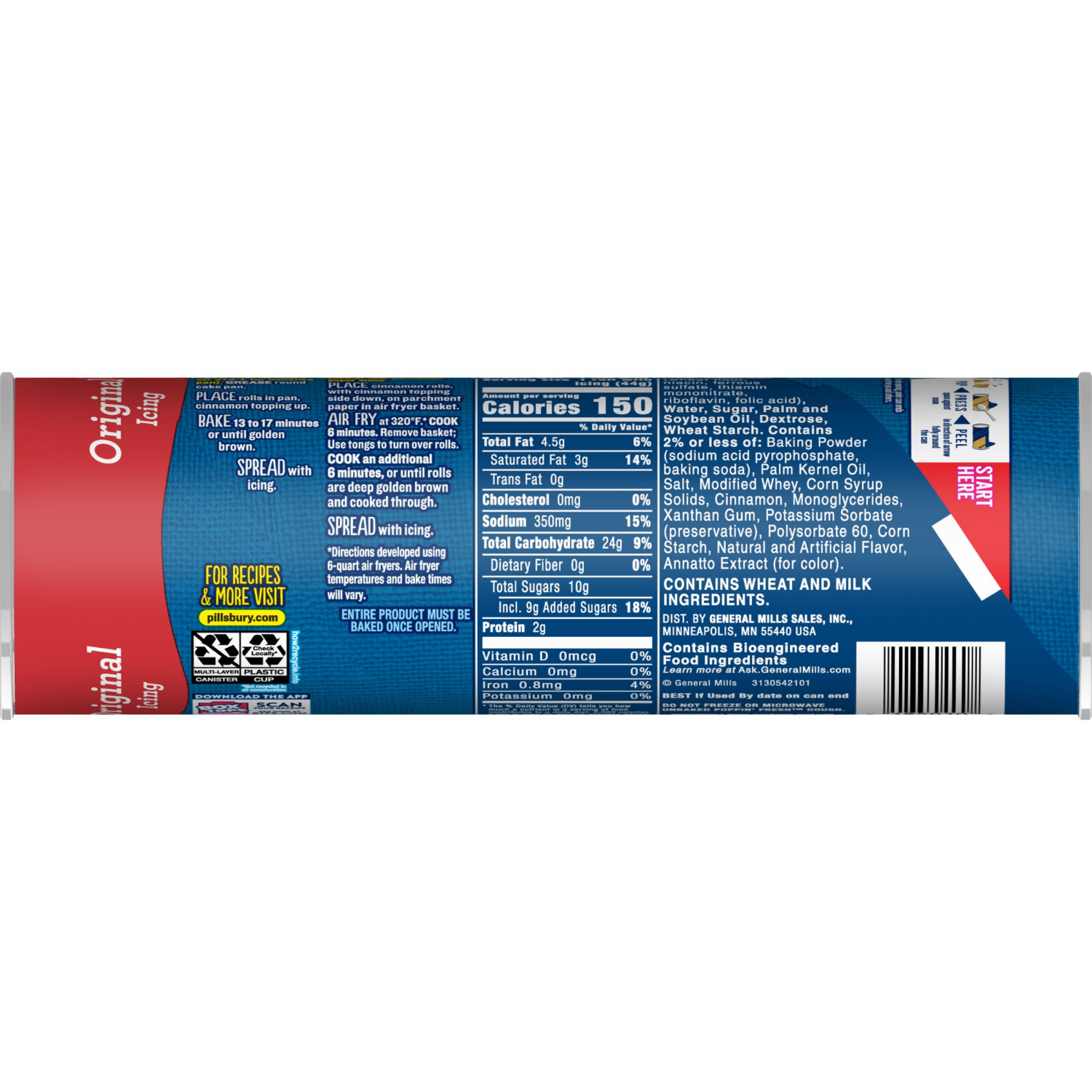 slide 4 of 8, Pillsbury Cinnamon Rolls with Original Icing, Refrigerated Canned Pastry Dough, Easter Treats, 8 Ct, 12.4 oz, 8 ct