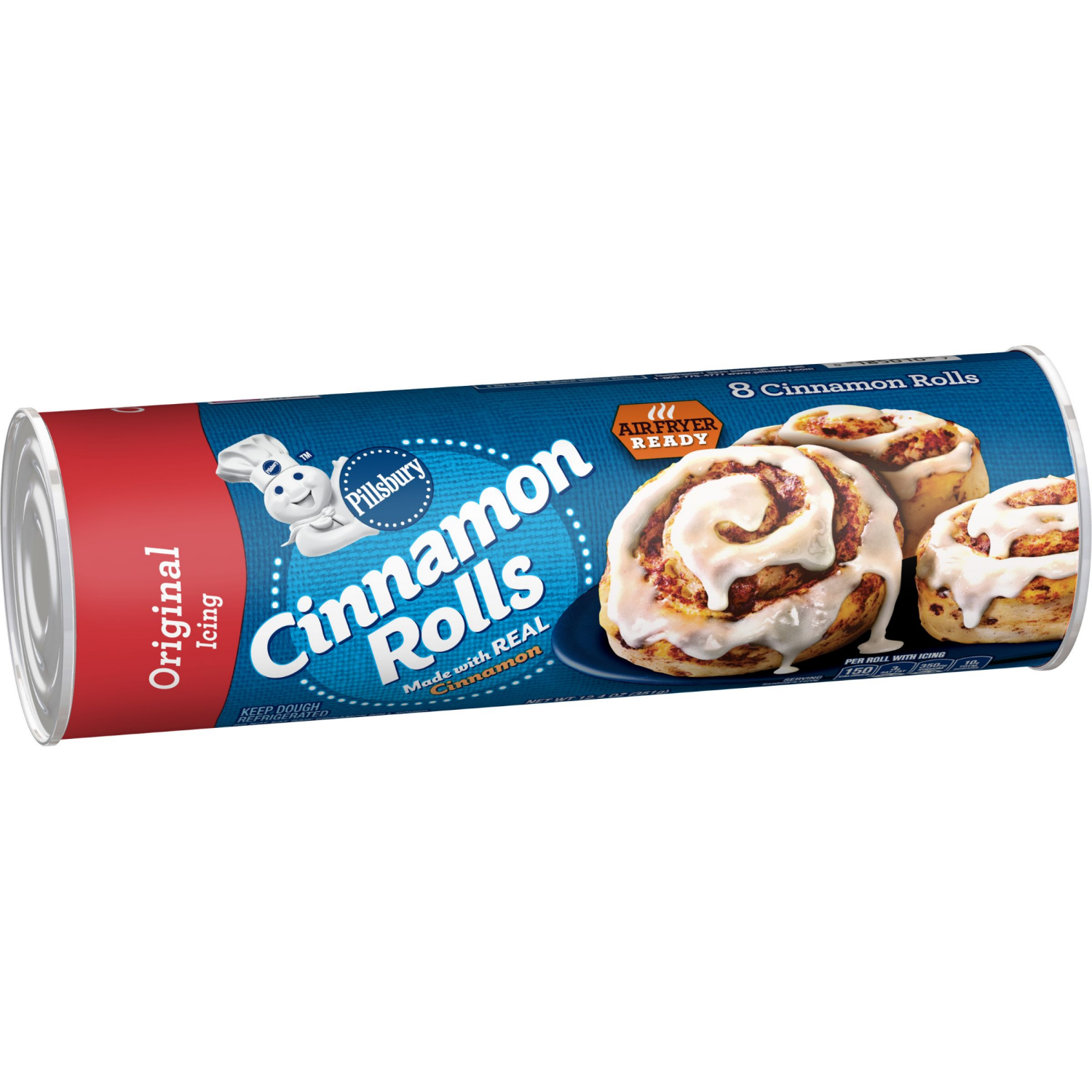 slide 1 of 8, Pillsbury Cinnamon Rolls with Original Icing, Refrigerated Canned Pastry Dough, Easter Treats, 8 Ct, 12.4 oz, 8 ct