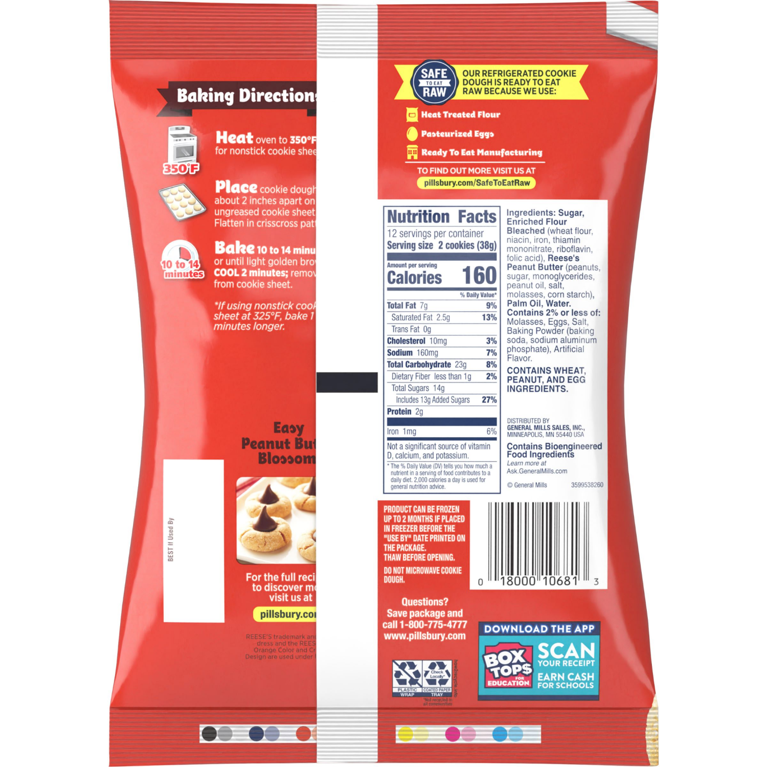 slide 2 of 5, Pillsbury Ready to Bake Cookie Dough, REESE'S Peanut Butter, Makes 24 Cookies, 16 oz, 16 oz