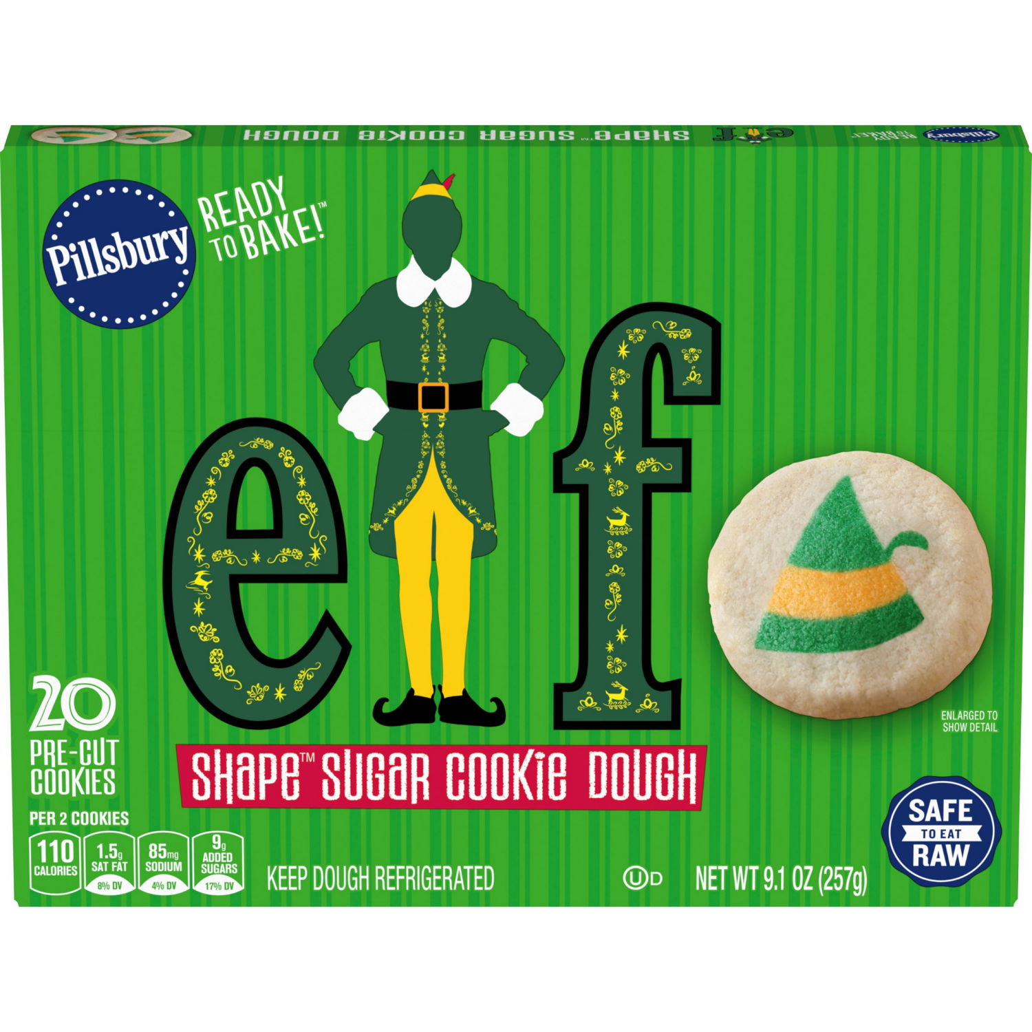 slide 1 of 4, Pillsbury Ready-to-Bake Elf Shape Sugar Cookie Dough, 20 ct