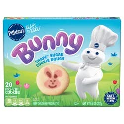 Pillsbury Ready To Bake Bunny Shape Sugar Cookie Dough, 20 Cookies, 9.1 oz