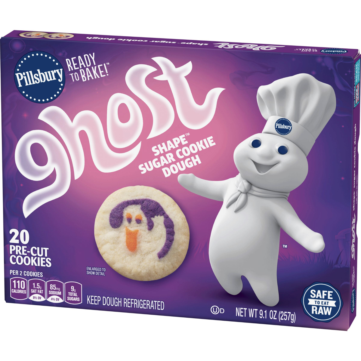 slide 4 of 4, Pillsbury Ready to Bake Ghost Shape Sugar Cookie Dough, 9.1 oz, 9.1 oz