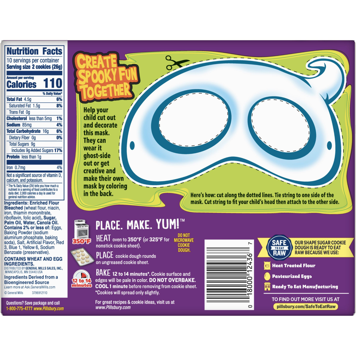 slide 2 of 4, Pillsbury Ready to Bake Ghost Shape Sugar Cookie Dough, 9.1 oz, 9.1 oz